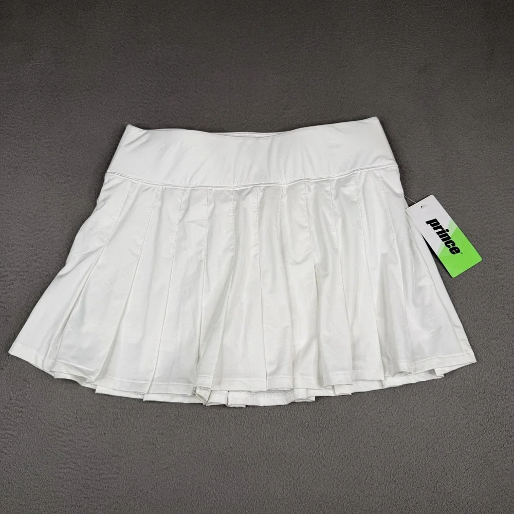 Prince Skort Womens Medium White Tennis‎ Match Pleated Wicking Athletic WPT17223